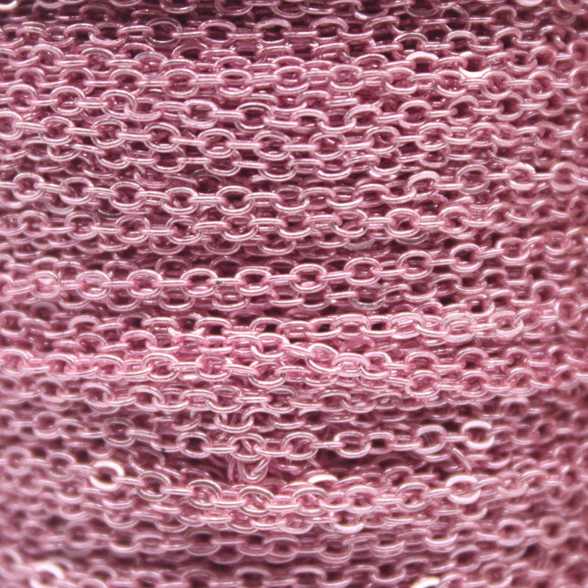 3 feet TARNISH Resistant Tarnish FREE Anti Tarnished Pink Copper Plated Flat Cable Chain - 2.4x1.7mm SOLDER - Soldered - AT2417F
