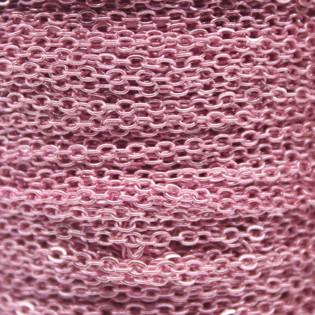 32 feet TARNISH Resistant Tarnish FREE Anti Tarnished Pink Copper Plated Flat Cable Chain - 2.4x1.7mm SOLDER - Soldered - AT2417F