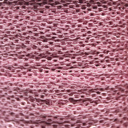 10 feet TARNISH Resistant Tarnish FREE Anti Tarnished Pink Copper Plated Flat Cable Chain - 2.4x1.7mm SOLDER - Soldered - AT2417F