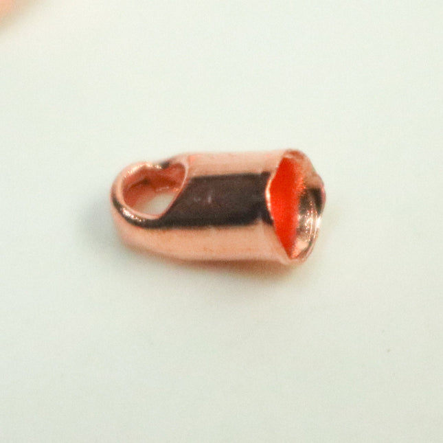10 pcs of Bright Copper Plated Cord End Tips Cap for 2.8mm Chain / Cord