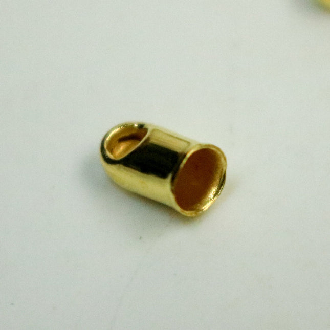 10 pcs of Pinky / Champagne Gold Plated Cord End Tips Cap for 2.8mm Chain / Cord