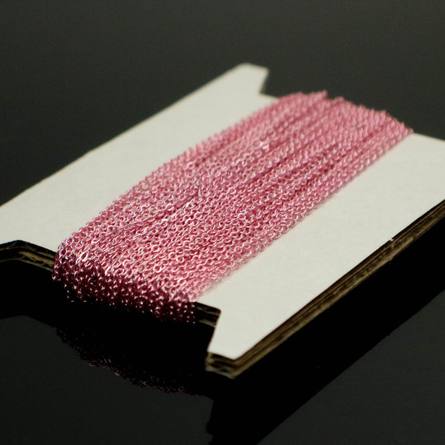 32 feet TARNISH Resistant Free Anti Tarnished - Pink Bright Copper Plated Micro Flat Chain - 2mm 2x1.4mm SOLDER - little Soldered AT214F