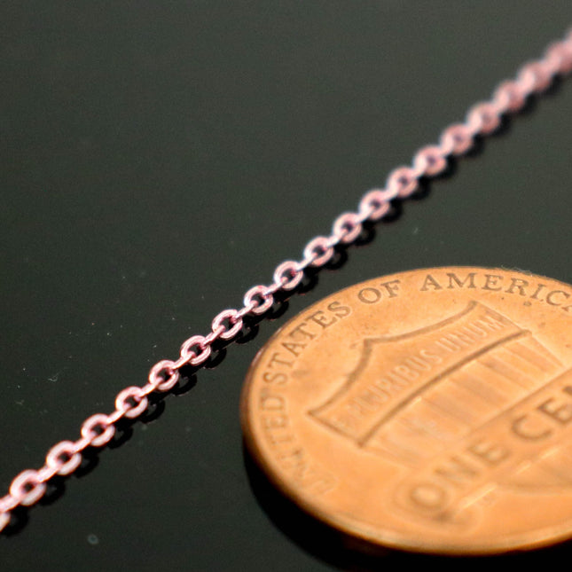 10 feet TARNISH Resistant Free Anti Tarnished - Pink Bright Copper Plated Micro Flat Chain - 2mm 2x1.4mm SOLDER - Small Soldered AT214F