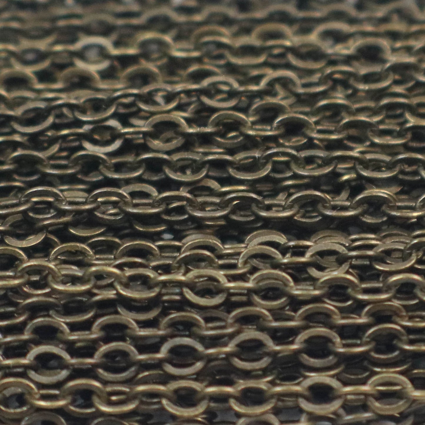 10 ft DARK Antique Brass Flat Cable Chain - 3.4x2.9mm SOLDERED Link - Antique Bronze Bulk Flat Cable Chain  - 3429F-ABD