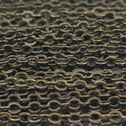 300 ft DARK Antique Brass Flat Cable Chain - 3.4x2.9mm SOLDERED Link - Antique Bronze Bulk Flat Cable Chain  - 3429F-ABD