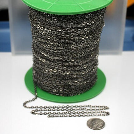 32 feet of Gunmetal Flat SOLDERED Link Cable Chain - 3.4x2.9mm - 3429F-GM