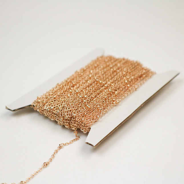 32 feet Pinky Gold (Champagne Gold) Plated Chain of Tiny Satellite Chain Cable BALL Chain - 2.0x1.4mm SOLDERED Necklace Satellite  - 2014SAT