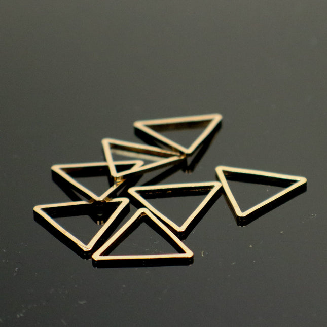 35 pcs Pinky Gold (Champagne Gold) Plated Triangle - 15mm x 1.0mm thickness -  Linking Connector Closed Jump
