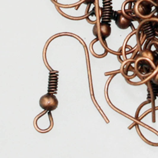 100 pcs of Copper fish Hook with spring and ball Earwire 19X17mm