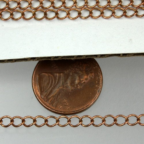 10 ft Raw Brass (Copper Color) SOLDER Curb Chain EXTENDER Chain - 4x3mm - No Plated Chain - 43CURB