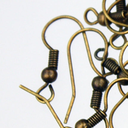 300 pcs of Antique Brass fish Hook with spring and ball Earwire 19X17mm