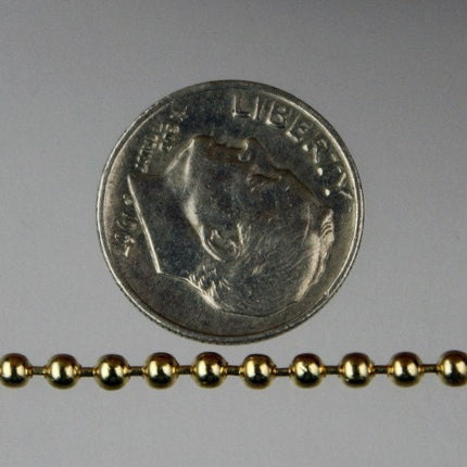 Gold Plated Chain Ball Bulk Chain, 32 ft. of ROUND BALL chain -2.4mm ball size - w/ FREE 20 pcs Connectors (Insert) - 24BALL