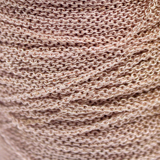 3 feet TARNISH Resistant Tarnish FREE Anti Tarnished Rose Gold Plated Micro Cable Chain - 1.6x1.4mm SOLDER - Oval Small Soldered - AT1614S