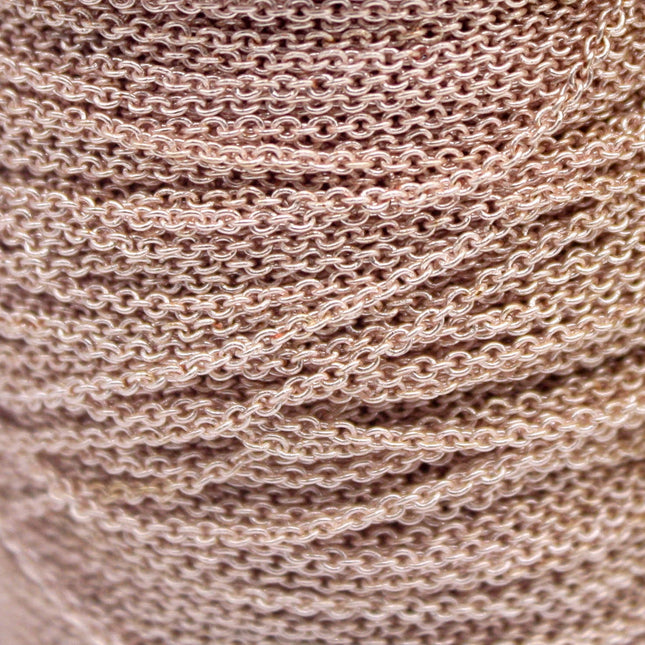 100 feet TARNISH Resistant Tarnish FREE Anti Tarnished Rose Gold Plated Dainty Chain - 1.6x1.4mm SOLDER - Oval Soldered - AT1614S