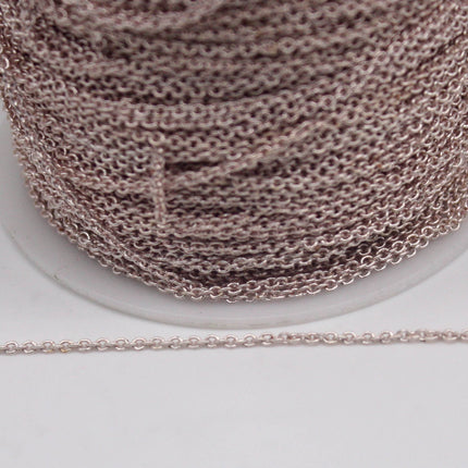 100 feet TARNISH Resistant Tarnish FREE Anti Tarnished Rose Gold Plated Dainty Chain - 1.6x1.4mm SOLDER - Oval Soldered - AT1614S