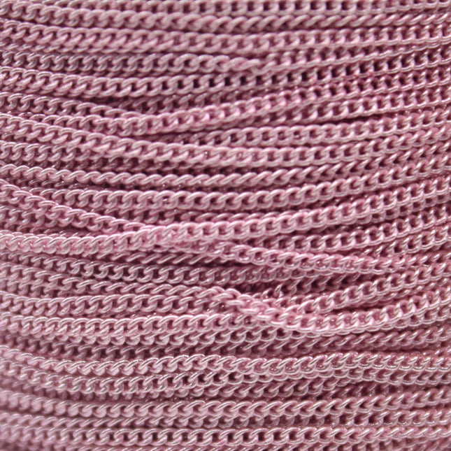 3 Ft Non TARNISH Curb Chain -  Pink Copper Plated Micro Tiny Small Curb Chain - 1.3mm SOLDER - Anti Tarnish Free Resistant Chain - AT1.3S