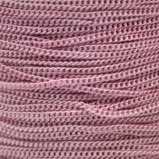 32 Ft Non TARNISH Curb Chain -  Pink Copper Plated Micro Tiny Small Curb Chain - 1.3mm SOLDER - Anti Tarnish Free Resistant Chain - AT1.3S