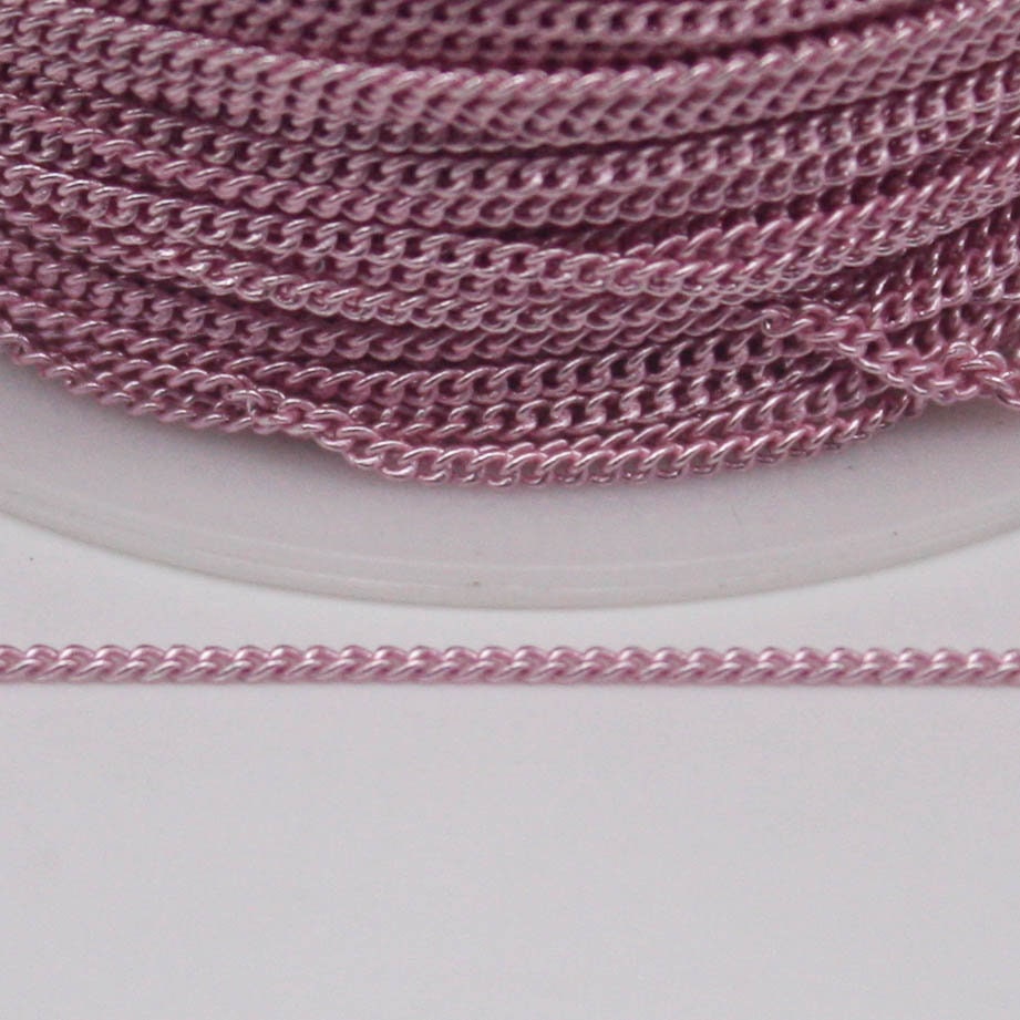 32 Ft Non TARNISH Curb Chain -  Pink Copper Plated Micro Tiny Small Curb Chain - 1.3mm SOLDER - Anti Tarnish Free Resistant Chain - AT1.3S