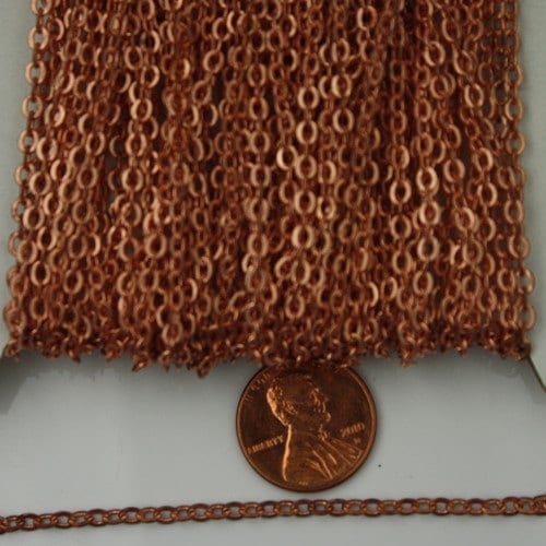 32 feet of Raw Brass (Copper Color) Flat Cable Chain 3x3mm Solder Cable Chain -  - 33F