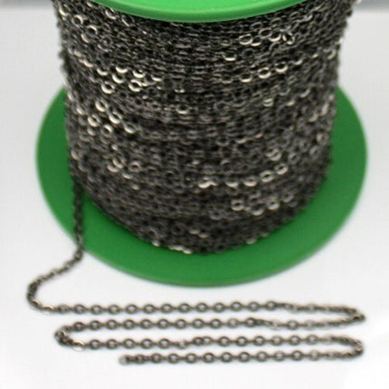 32 ft spool of Antique Copper finished  Brass Flat Soldered Cable Chain 3.4x2.9mm - 3429F-AC