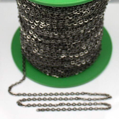 32 ft spool of Antique Copper finished  Brass Flat Soldered Cable Chain 3.4x2.9mm - 3429F-AC