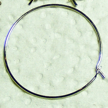 NEW Wholesale 100 pcs - 25mm 1 inch Rhodium Plated Wine Glass Hoops Simple hoop earwires