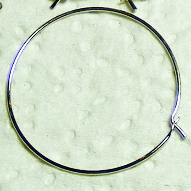 NEW Wholesale 100 pcs - 25mm 1 inch Rhodium Plated Wine Glass Hoops Simple hoop earwires - Ship from California USA