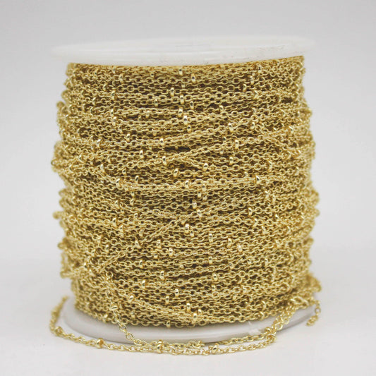 300 feet TARNISH Resistant Free Anti Tarnished SATELLITE 18K Gold Plated Ball Cable Chain - 2.0x1.4mm SOLDER - ATB2014S