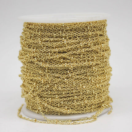 3 feet TARNISH Resistant SATELLITE 18K Gold Plated Ball Cable Chain - 2.0x1.4mm SOLDER - Soldered Link - AT2014SAT