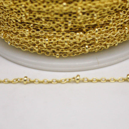 3 feet TARNISH Resistant SATELLITE 18K Gold Plated Ball Cable Chain - 2.0x1.4mm SOLDER - Soldered Link - AT2014SAT