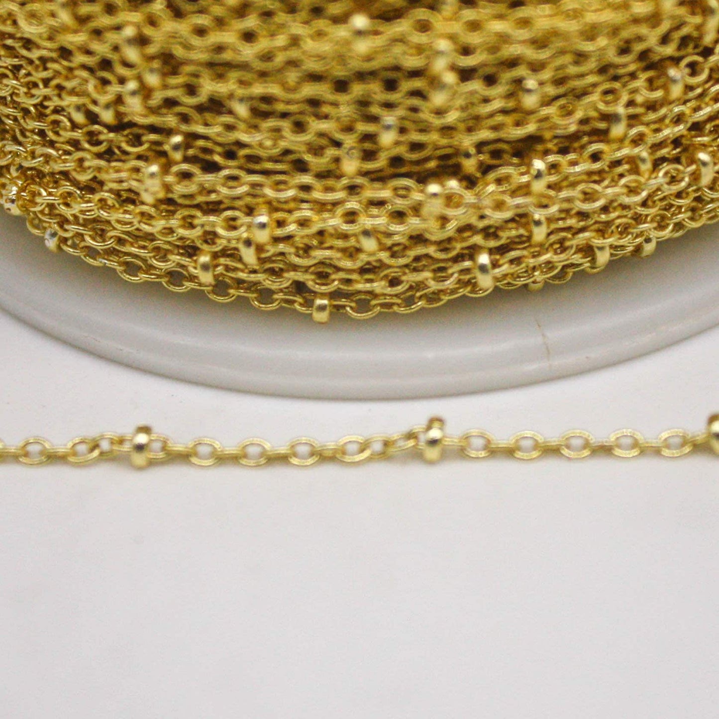 3 feet TARNISH Resistant SATELLITE 18K Gold Plated Ball Cable Chain - 2.0x1.4mm SOLDER - Soldered Link - AT2014SAT