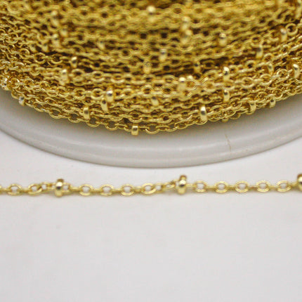 100 feet TARNISH Resistant Free SATELLITE 18K Gold Plated Ball Cable Chain - 2.0x1.4mm SOLDER - Soldered Link - AT2014SAT