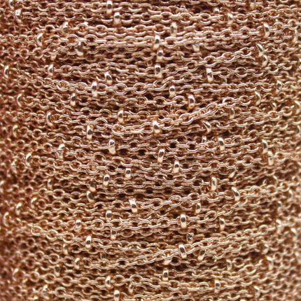 100 feet TARNISH Resistant Free Anti Tarnished SATELLITE Champagne/Pinky Gold Plated Ball Cable Chain - 2.0x1.4mm SOLDER - AT2014SAT