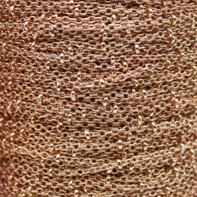 100 feet TARNISH Resistant Free Anti Tarnished SATELLITE Champagne/Pinky Gold Plated Ball Cable Chain - 2.0x1.4mm SOLDER - AT2014SAT