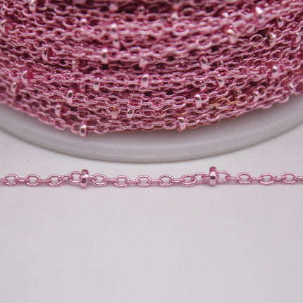 32 feet TARNISH Resistant Free Anti Tarnished SATELLITE Pink Copper Plated Ball Chain - 2.0x1.4mm SOLDER - AT2014SAT