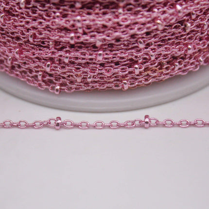 10 feet TARNISH Resistant Free Anti Tarnished SATELLITE Pink Copper Plated Ball Cable Chain - 2.0x1.4mm SOLDER - AT2014SAT