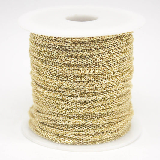 3 feet TARNISH Resistant Tarnish FREE Anti Tarnished - 18K Gold Plated Micro Flat Chain - 2mm 2x1.4mm SOLDER - little Small Soldered AT214F