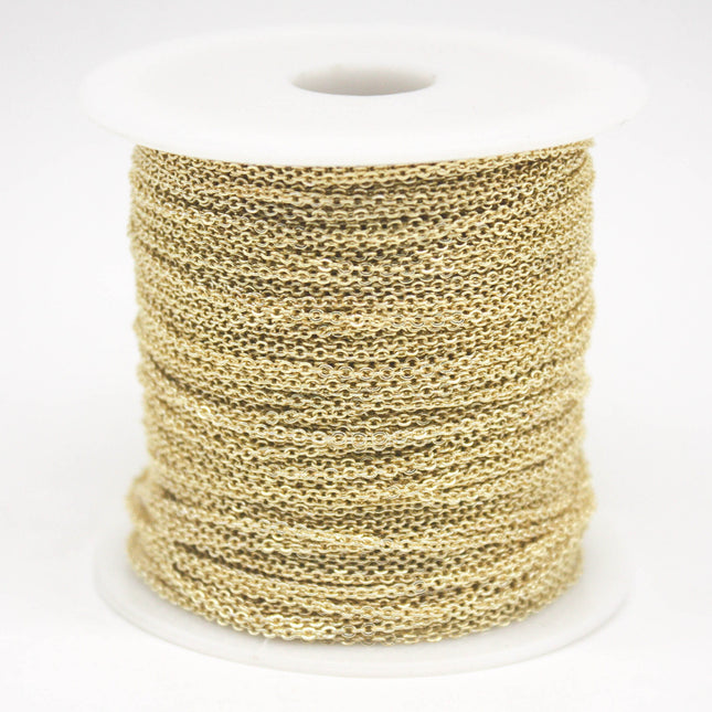 3 feet TARNISH Resistant Tarnish FREE Anti Tarnished - 18K Gold Plated Micro Flat Chain - 2mm 2x1.4mm SOLDER - little Small Soldered AT214F