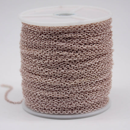 3 feet TARNISH Resistant Tarnish FREE Anti Tarnished - Rose Gold Plated Cable Chain - 2x2.5mm SOLDER - little Small Soldered AT225