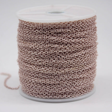 300 feet TARNISH Resistant Tarnish FREE Anti Tarnished - Rose Gold Plated Cable Chain - 2x2.5mm SOLDER - little Small Soldered AT225