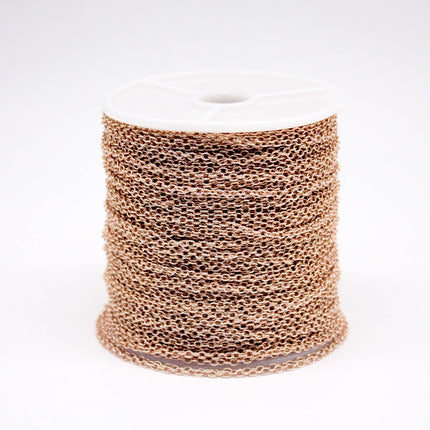 3 feet TARNISH Resistant Tarnish FREE Anti Tarnished - Champagne Gold Plated Cable Chain - 2x2.5mm SOLDER - Small Soldered AT225