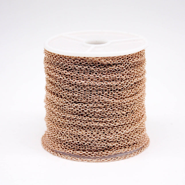 3 feet TARNISH Resistant Tarnish FREE Anti Tarnished - Champagne Gold Plated Cable Chain - 2x2.5mm SOLDER - Small Soldered AT225