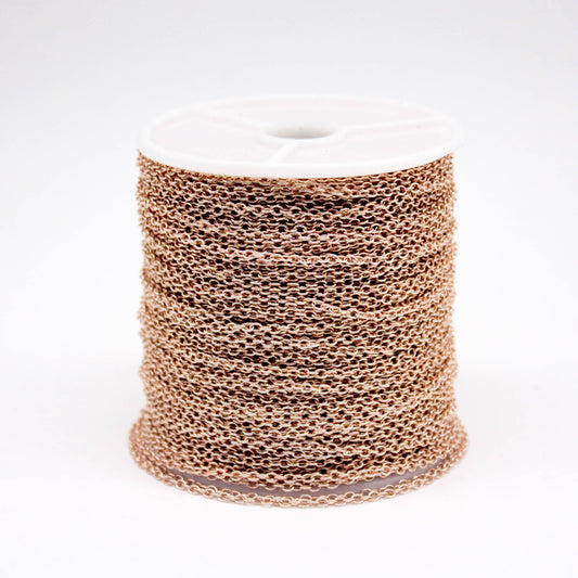 300 feet TARNISH Resistant Tarnish FREE Anti Tarnished - Champagne Gold Plated Cable Chain - 2x2.5mm SOLDER - Small Soldered AT225