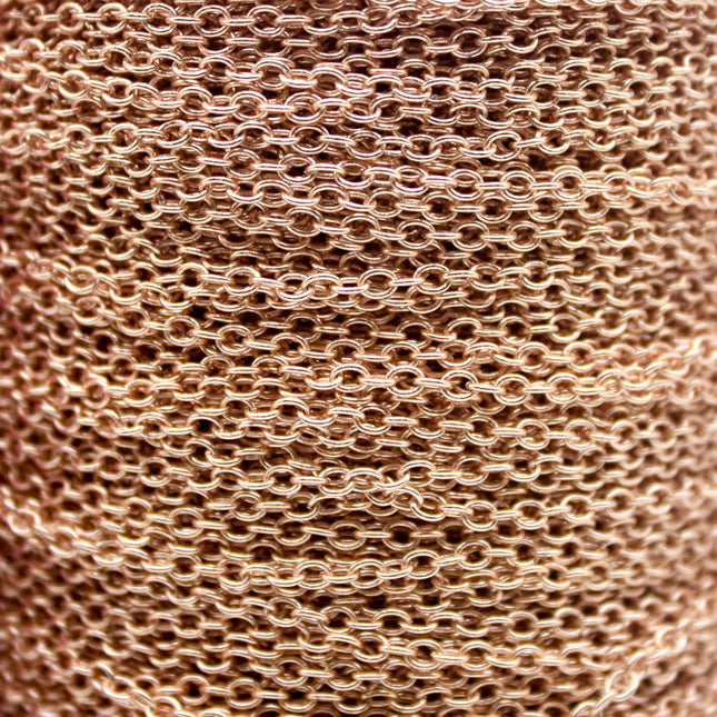 3 feet TARNISH Resistant Tarnish FREE Anti Tarnished - Champagne Gold Plated Cable Chain - 2x2.5mm SOLDER - Small Soldered AT225