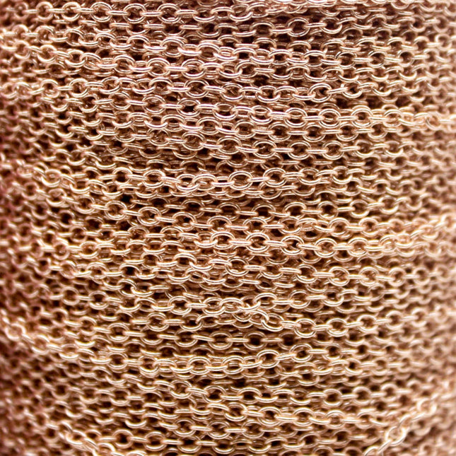 300 feet TARNISH Resistant Tarnish FREE Anti Tarnished - Champagne Gold Plated Cable Chain - 2x2.5mm SOLDER - Small Soldered AT225