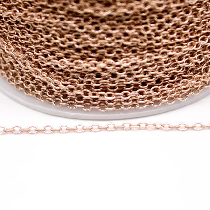 3 feet TARNISH Resistant Tarnish FREE Anti Tarnished - Champagne Gold Plated Cable Chain - 2x2.5mm SOLDER - Small Soldered AT225