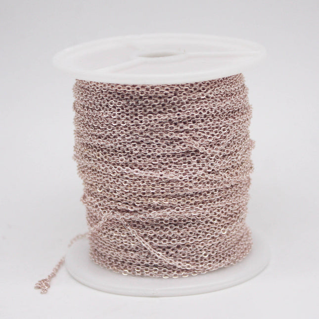 300 feet TARNISH Resistant Tarnish FREE Anti Tarnished Rose Gold Plated Flat Cable Chain - 2.4x1.7mm SOLDER - Soldered Cable - AT2417F
