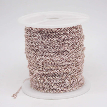 3 feet TARNISH Resistant Tarnish FREE Anti Tarnished Rose Gold Plated Flat Cable Chain - 2.4x1.7mm SOLDER - Soldered Cable - AT2417F