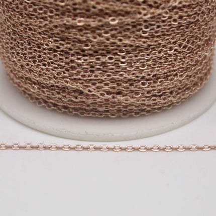 32 feet TARNISH Resistant Tarnish FREE Anti Tarnished Champagne Gold Plated Flat Cable Chain - 2.4x1.7mm SOLDER - Soldered - AT2417F
