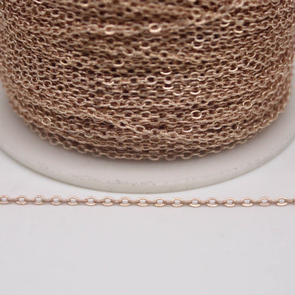 300 feet TARNISH Resistant Tarnish FREE Anti Tarnished Champagne Gold Plated Flat Cable Chain - 2.4x1.7mm SOLDER - Soldered - AT2417F